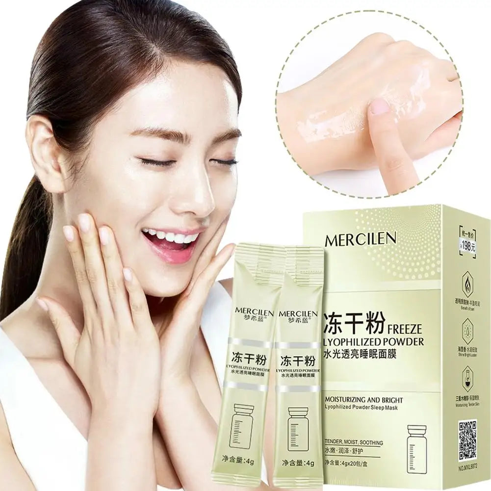 20pcs MERCILEN Collagen Sleeping leave-in Facial Masks Face skincare Moisturizing Brightening Firming Hydrating Peaceful Pleasures Health and Wellness
