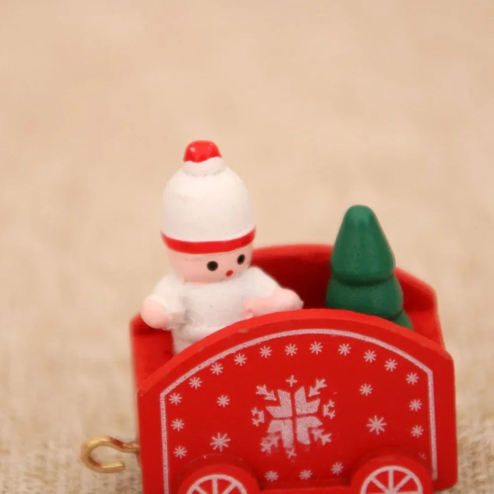 Wooden Christmas Train Decoration Set – 3 Piece Painted Decor
