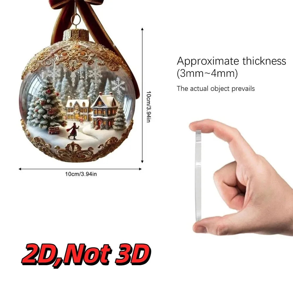 2D Acrylic Christmas Tree Ornaments – 7-Piece Flat Pendant Set