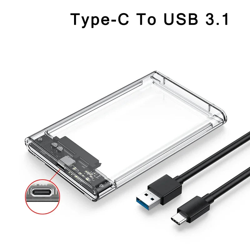 2.5 inch Hard Drive Enclosure USB 3.0/Type C to SATA III Clear External Hard Drive Case for 2.5 inch SATA SSD HDD Support UASP Peaceful Pleasures Health and Wellness USB C-USB A