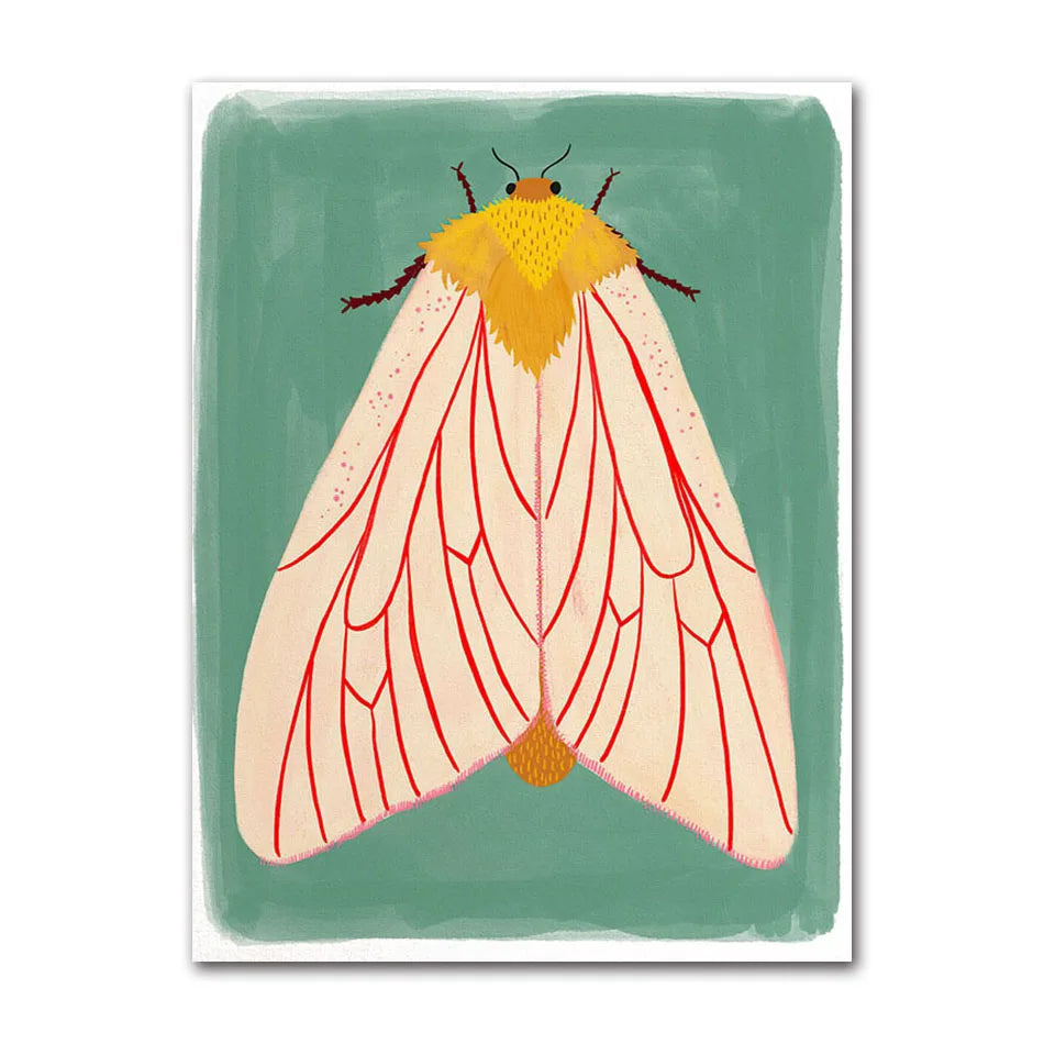 Butterfly Wall Art Ladybug Tiger Moth Beetle Feather Canvas Painting Nordic Poster Printing Wall Picture Bedroom Decoration Peaceful Pleasures Health and Wellness 61069-02 20x30cm