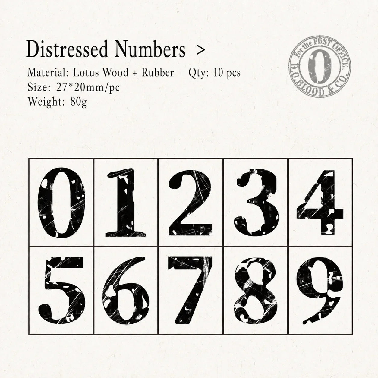 Vintage Broken Style Wooden Rubber Stamp Set – Letters & Numbers