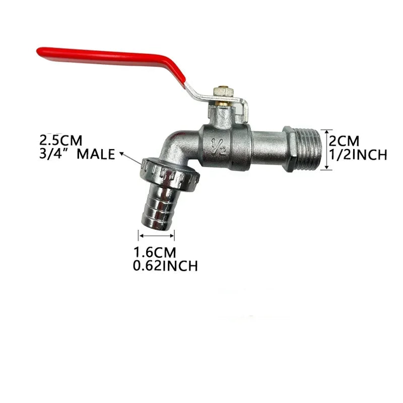 1/2inch Garden Irrigation Brass Faucet IBC Tank Water Tap Single Outlet Valve Replacement Antifreeze Outdoor Balcony Accessories Peaceful Pleasures Health and Wellness