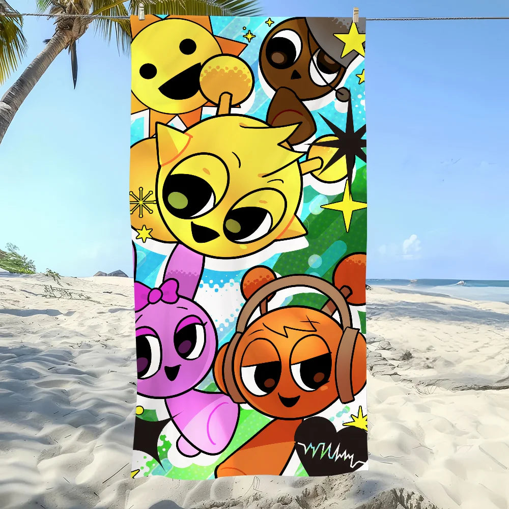 Sprunki Pattern Quick-Dry Beach Towel | Pool, Gym & Travel