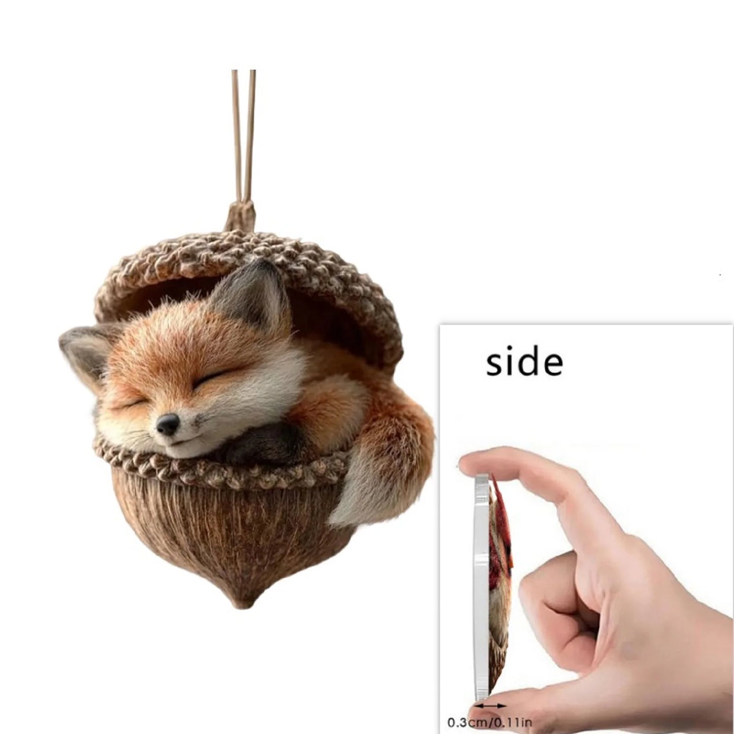 Acrylic Animal Acorn Christmas Ornaments – Fox Hedgehog Bunny