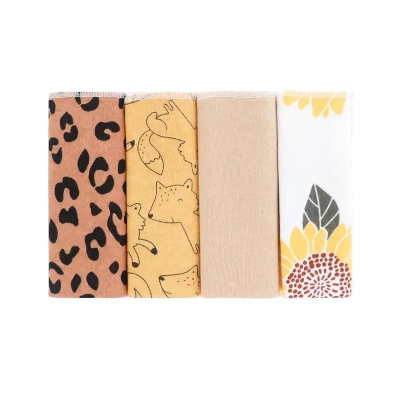 Baby Washcloths Set of 4 | Soft Cartoon Newborn Face Towels