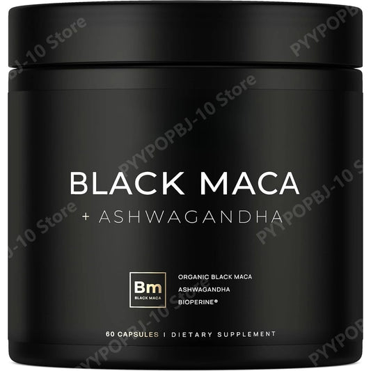Organic Black Maca Root & Ashwagandha Supplement – 60 Caps Herbal Supplement Peaceful Pleasures Health and Wellness