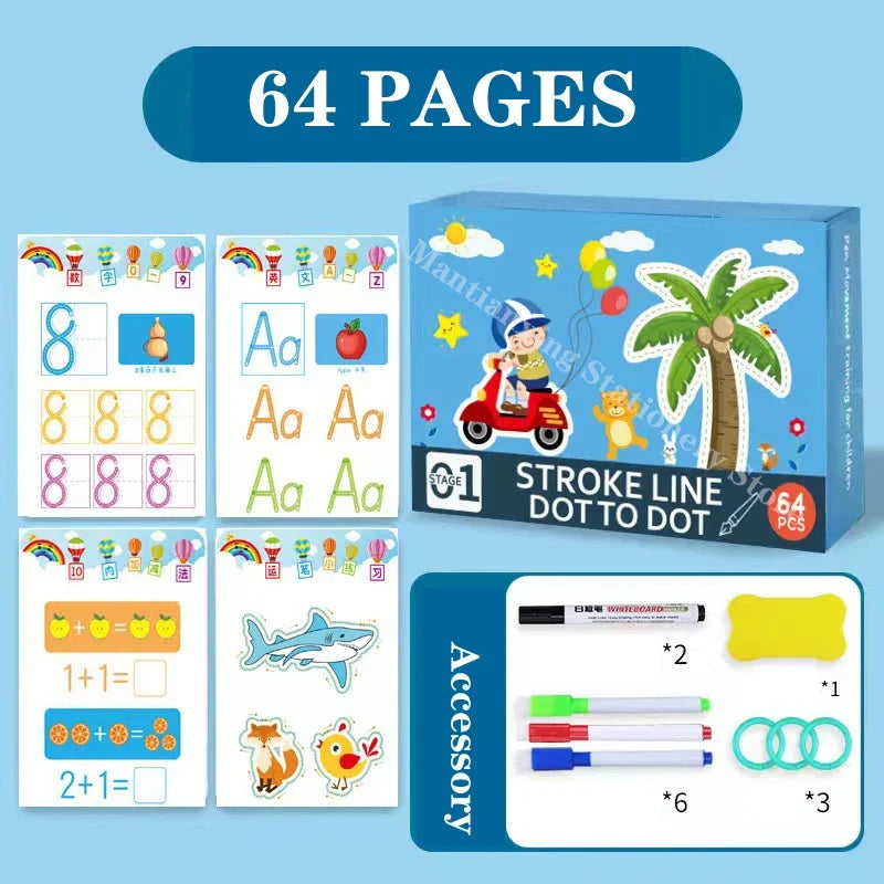 Children's Erasable Pen Eraser Handwriting Practice Book Reusable