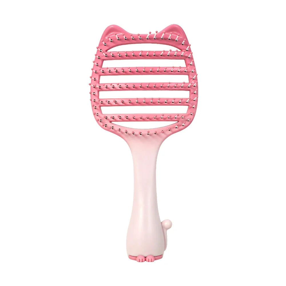 Cat Hollow-Out Detangling Hair Brush – Anti-Static Scalp Comb