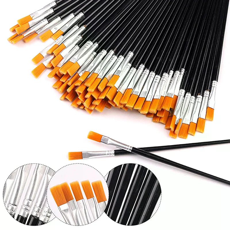 50-Piece Artist Paint Brush Set – Nylon Art & Craft Brushes