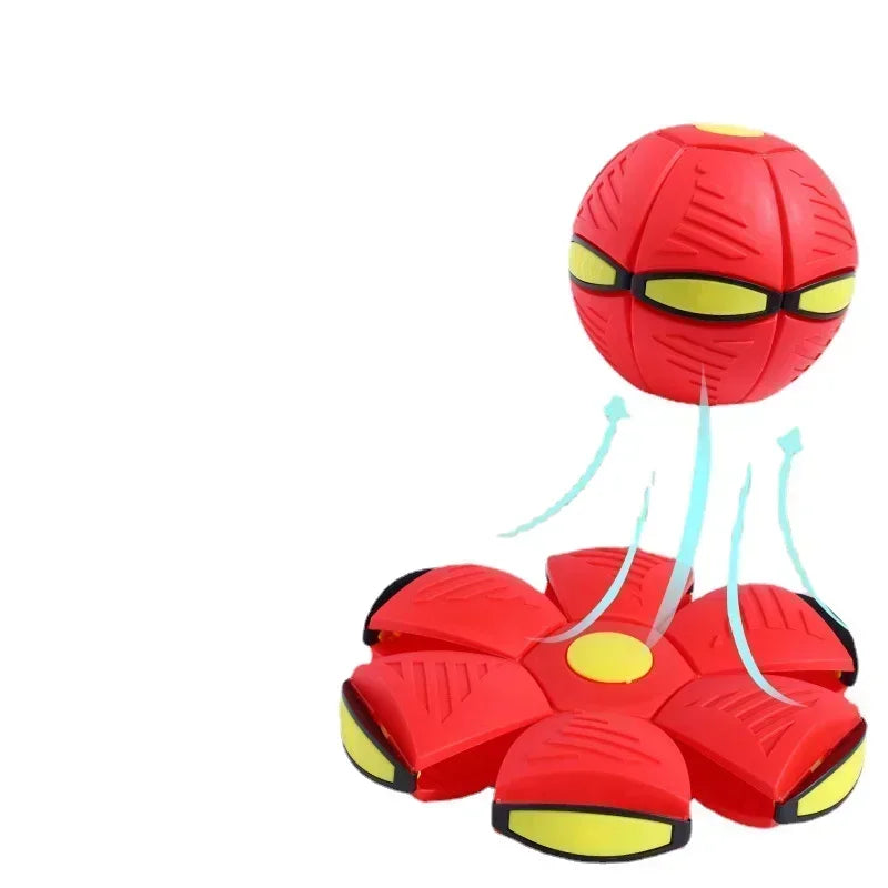 Magic Flying Saucer Bouncy Stomp Ball Foot Pressure Decompression Vent Indoor Outdoor Toys for Kids Pets Peaceful Pleasures Health and Wellness No LED Red