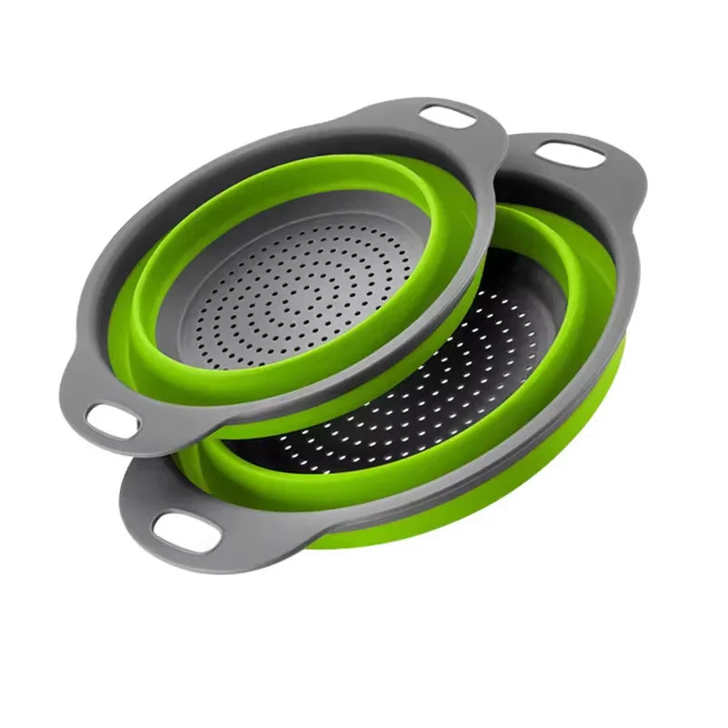 Collapsible Silicone Drain Basket – Foldable Fruit & Veg Strainer