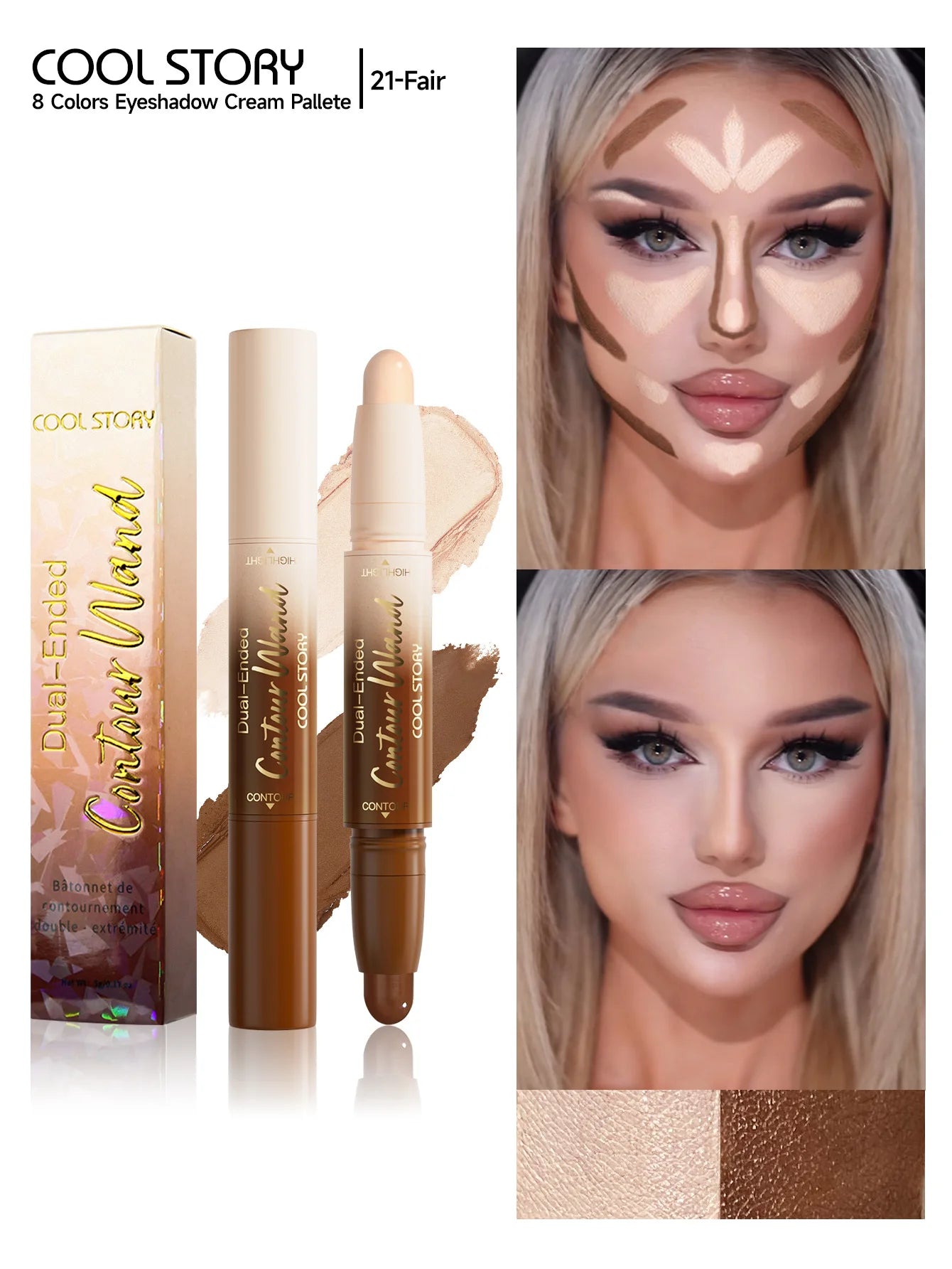 2-in-1 Glitter Highlighter & Contour Stick | Long-Lasting Makeup