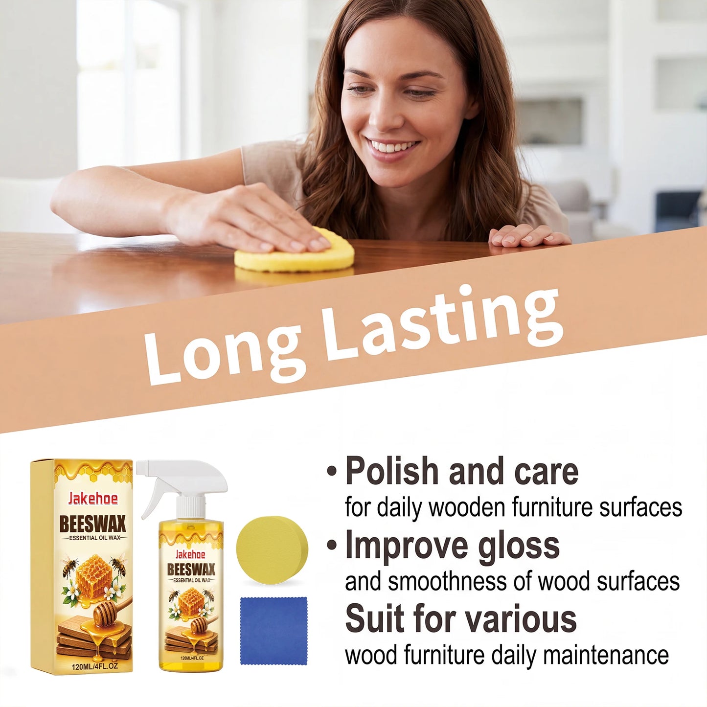 JAKEHOE Beeswax Wood Polish Spray – Furniture Restorer & Shine