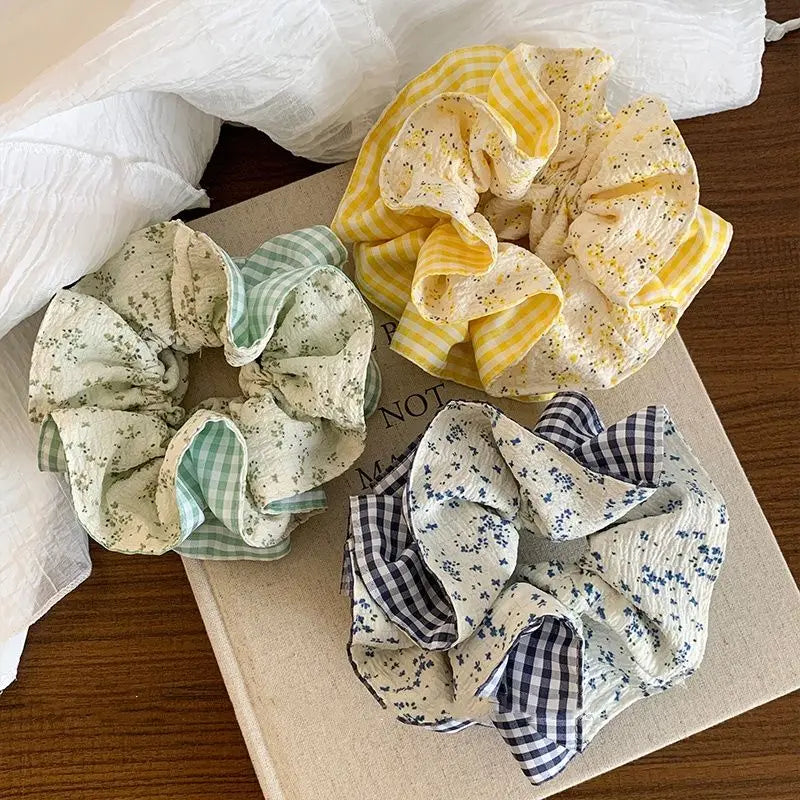 New Polka Dot Double Layer Hair Scrunchies Soft Sweet Girls Hair Ties Decor Fashion Apparel Accessories Peaceful Pleasures Health and Wellness