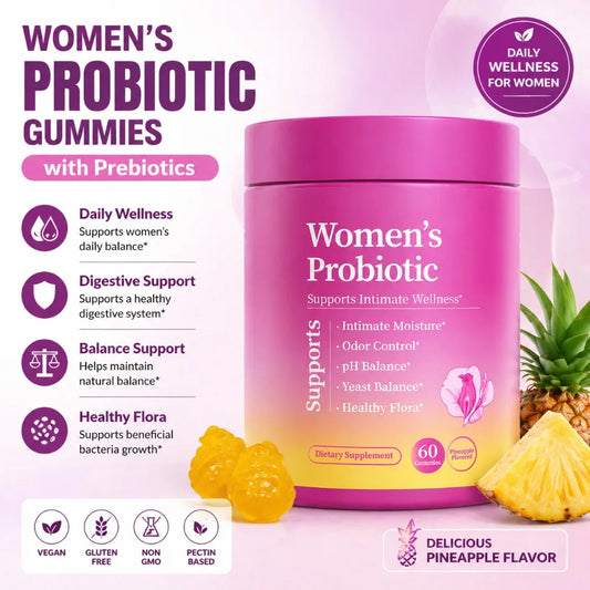 Women's Probiotic Gummies with Prebiotics | Pineapple, 60ct