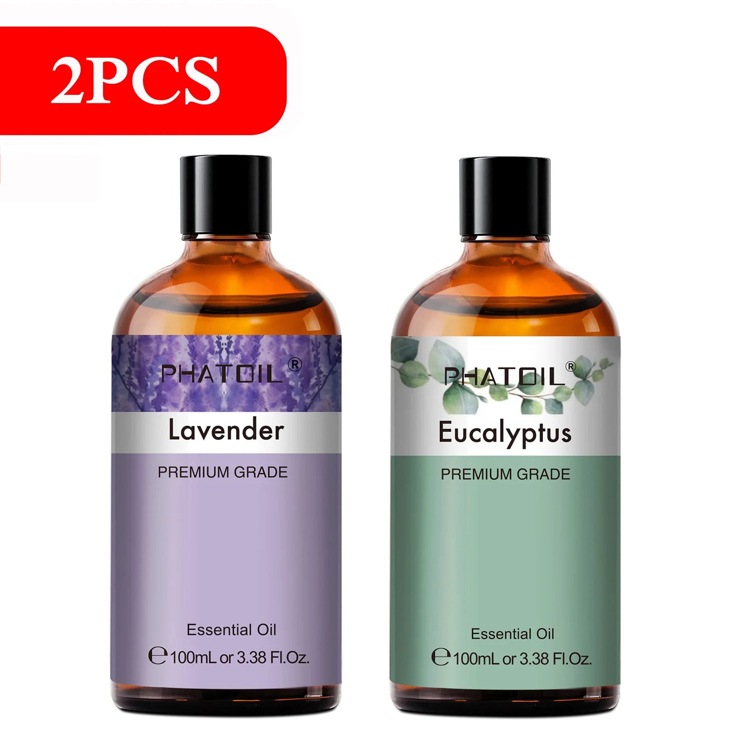 PHATOIL 100ml Aromatherapy Essential Oil-Lavender Rose Vanilla Eucalyptus Sandalwood Pine Needles for Diffuser,Candle Making Peaceful Pleasures Health and Wellness Lavender Eucalyptus 100ML