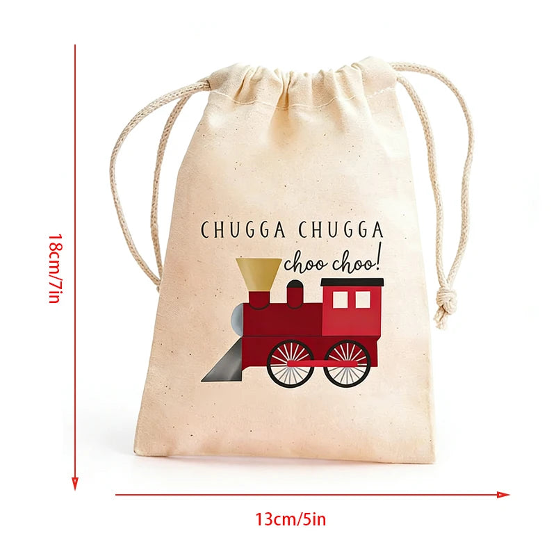 5-Pack Train Birthday Party Drawstring Bags | Kids Gift Bags
