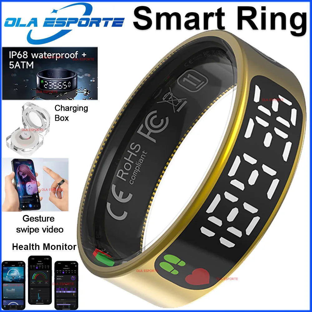 2026 Smart Ring with Touch Display Screen, Wireless Charging, Health Manager, 5 ATM Waterproof For Men Women Smart Rings R12 R08 Peaceful Pleasures Health and Wellness Go charging box A 12