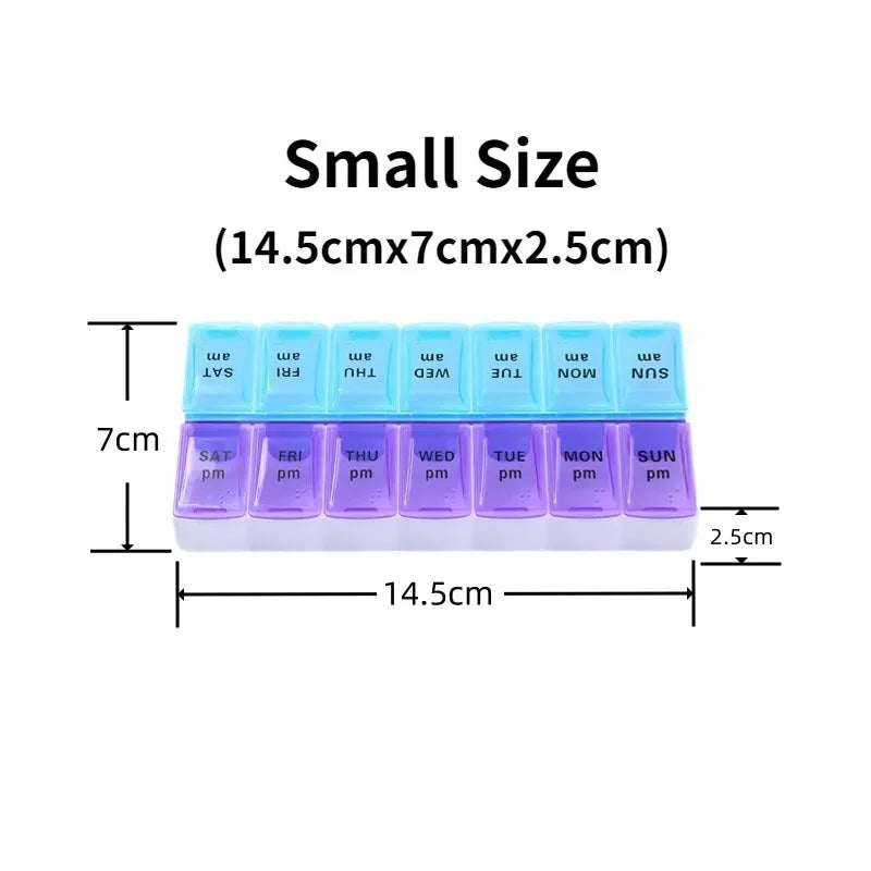 New Weekly Portable Travel Pill Cases Box 7 Days Organizer 14 Grids Pills Container Storage Tablets Vitamins Medicine Fish Oils Peaceful Pleasures Health and Wellness