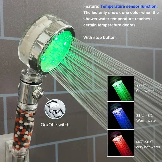LED Color-Changing Shower Head | 3 & 7 Colors, Water Saving
