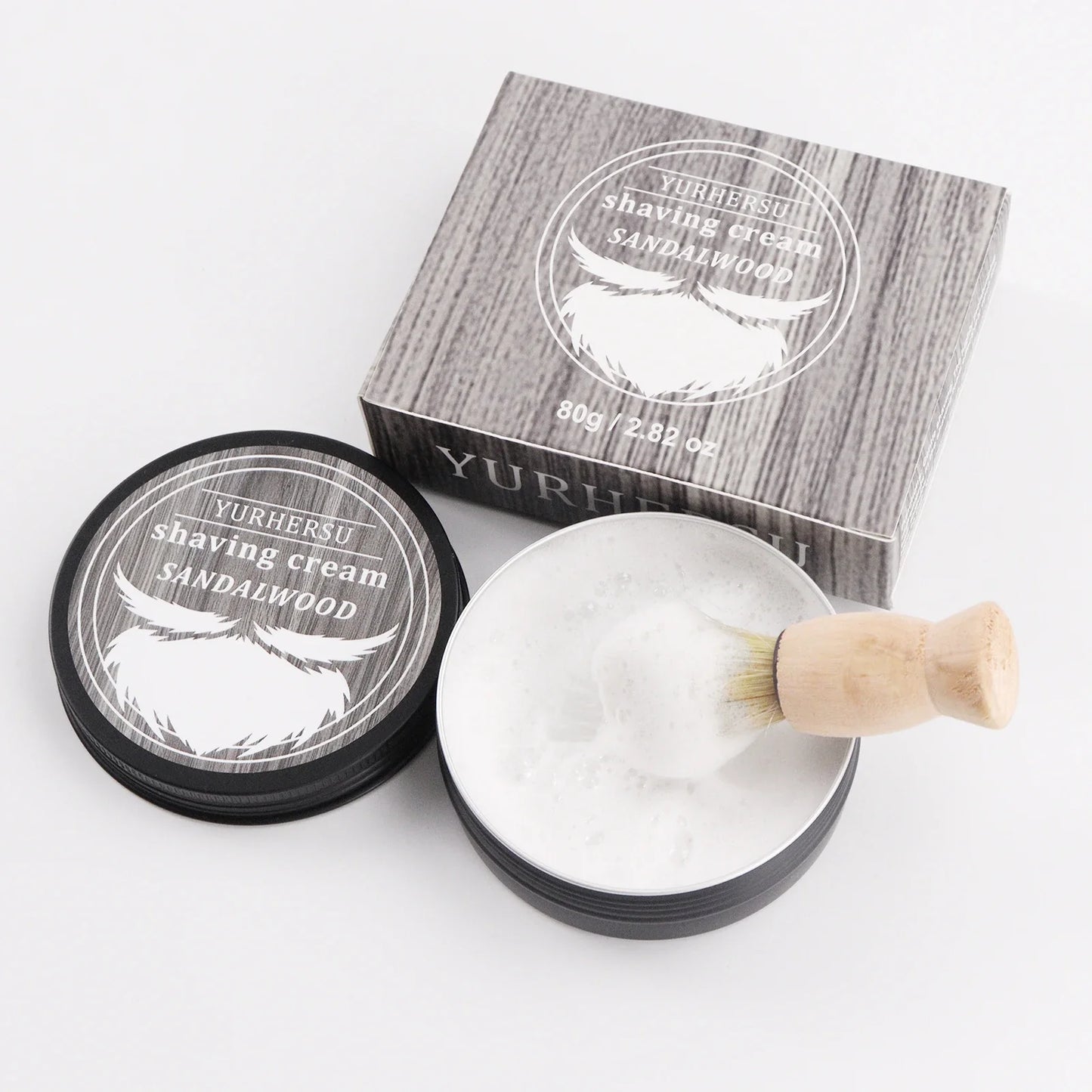 YURHERSU Sandalwood Shaving Soap 80g – Natural Glycerin for Men