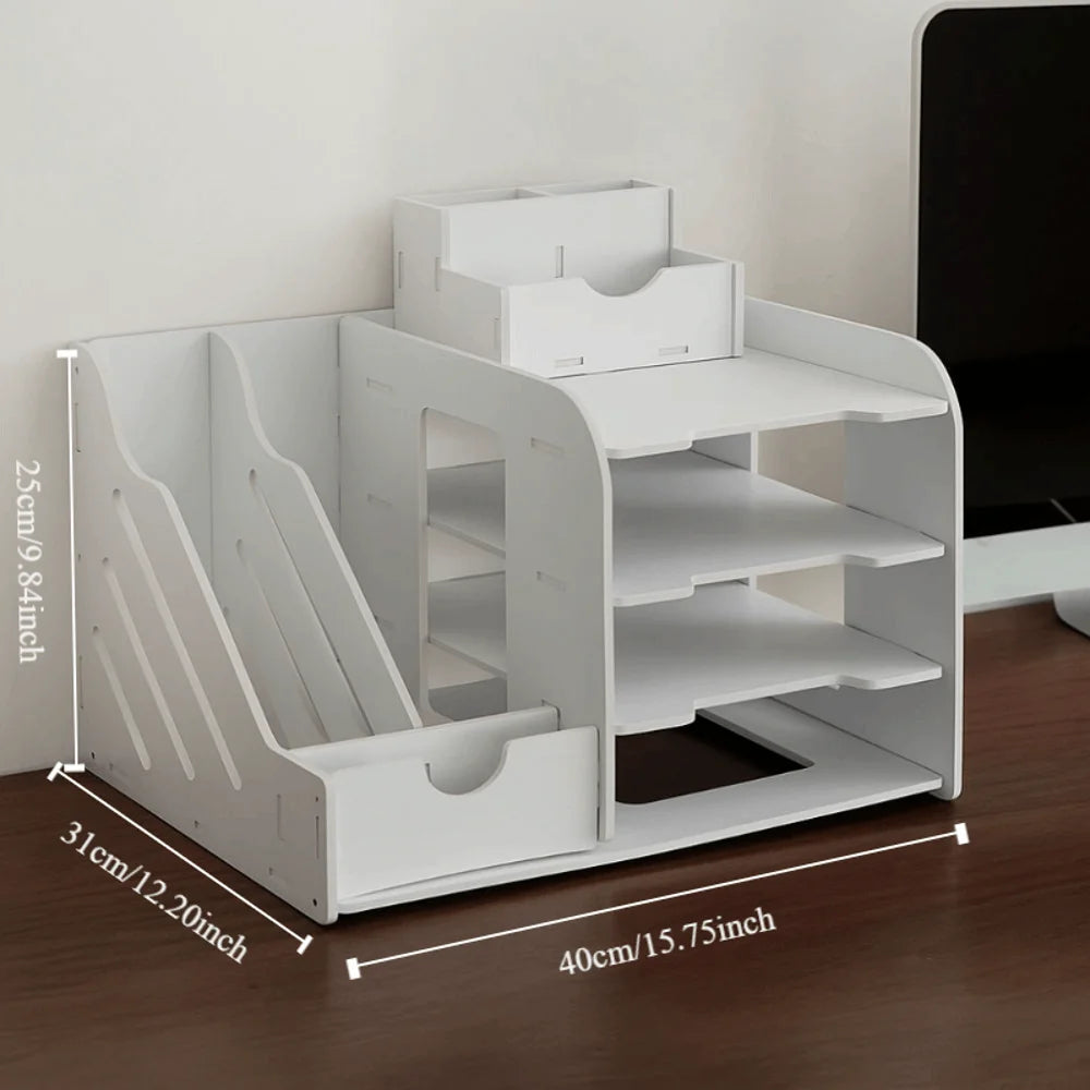 Large Capacity File Storage Rack Space Saving Thickened File Sorter Multi-Layer Partition Design Desktop Storage Box School Peaceful Pleasures Health and Wellness