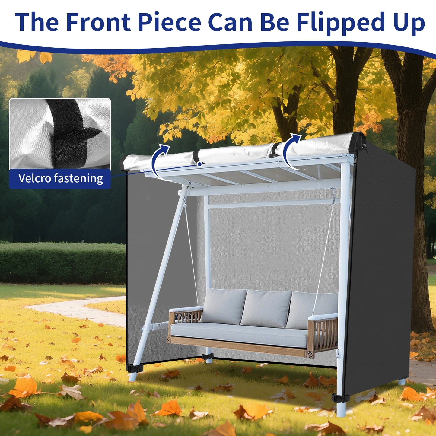 Garden Swing Cover 3-Seater Waterproof Hammock Cover W/ Zipper Anti-UV 210D Oxford Outdoor Swing Chair Cover Patio Chair Covers Peaceful Pleasures Health and Wellness
