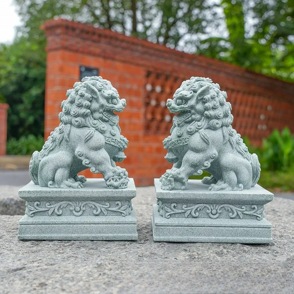 A pair of lucky and wealthy stone carvings of lions, Chinese feng shui qilin ornaments, home bar ornaments, desktop mascots Peaceful Pleasures Health and Wellness