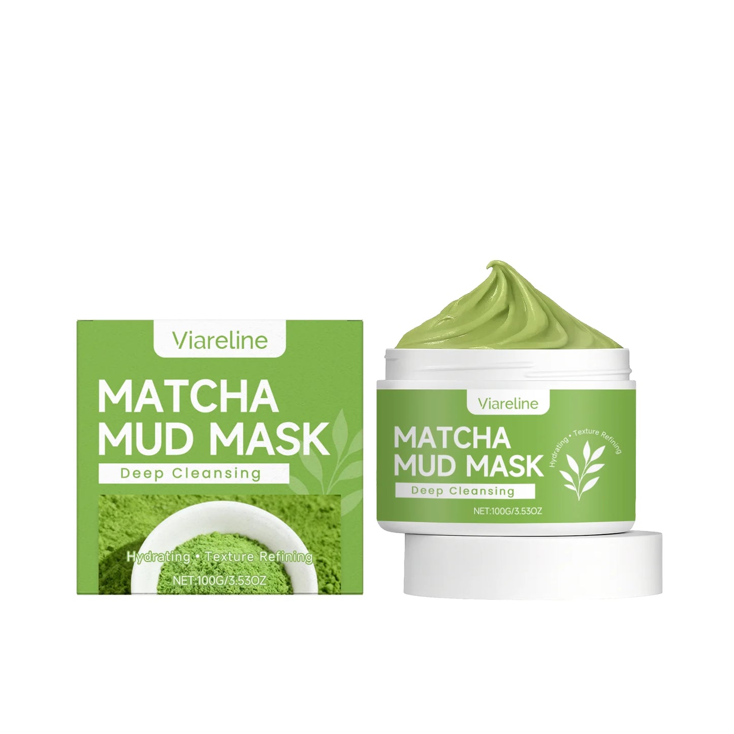 Matcha Mud Mask Deep Cleansing Brightening Hydrating Acne Blackhead Treatment Oil Control Shrink Pores Soft Refreshing Mud Mask Peaceful Pleasures Health and Wellness 100g boxed