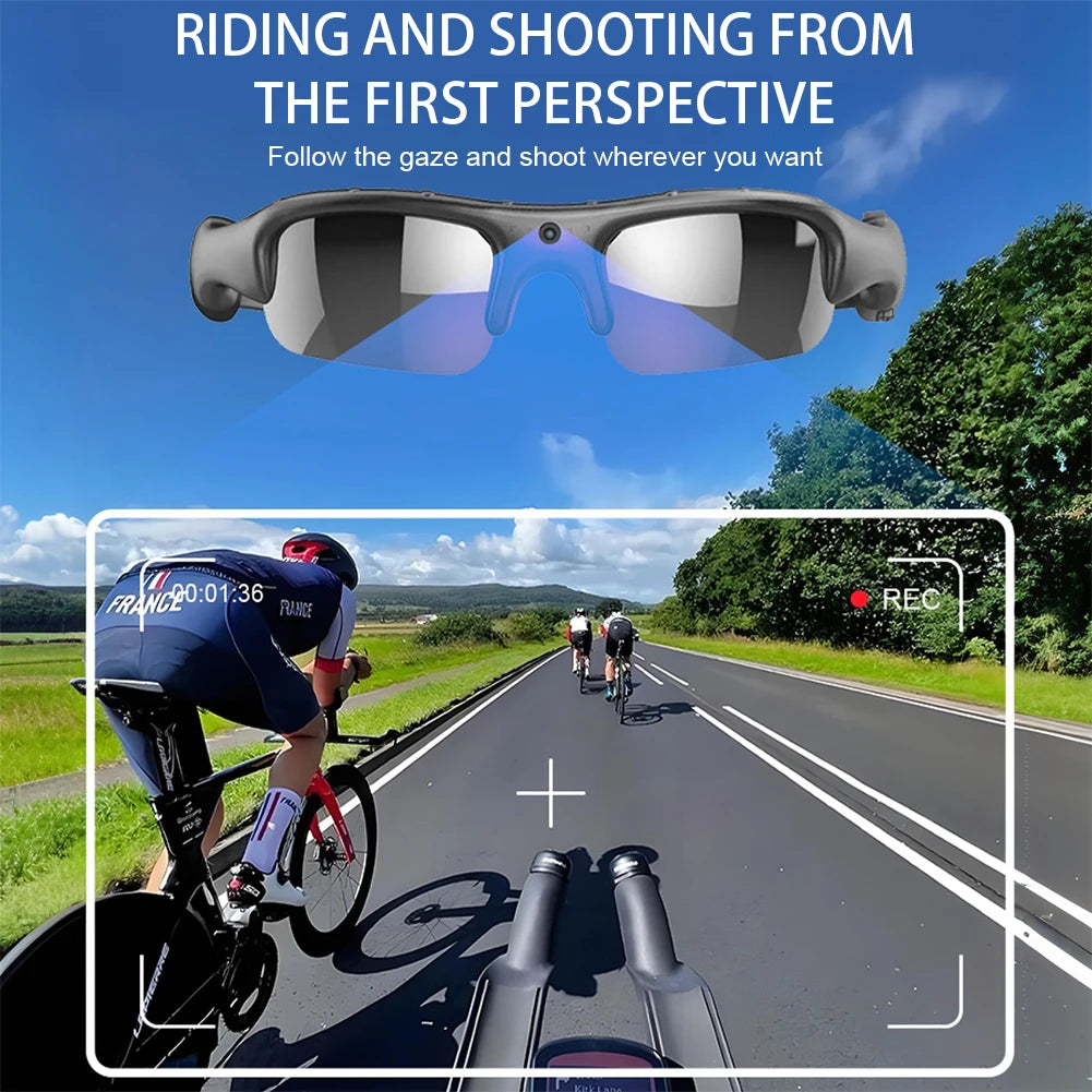 Wearable HD 1080P Wireless Camera Sport Cycling Glasses Smart Camcorder Security Protection Video Record Smart Camera Peaceful Pleasures Health and Wellness