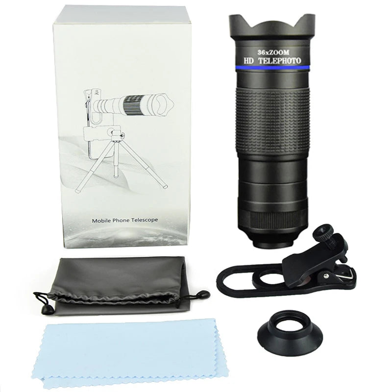 36X Telescope For Mobile Phone Lens For Photography Lens For Cell Phone Camera Zoom Lens For Mobile Microscope For Phone Lenses Peaceful Pleasures Health and Wellness Blue