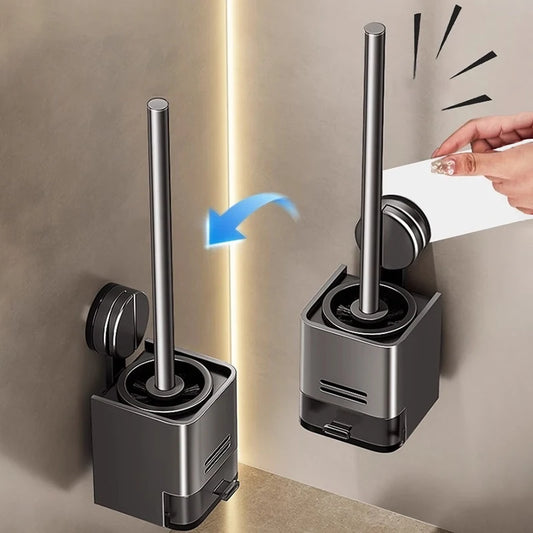Wall-Mounted Suction Cup Toilet Brush – No Drill Bathroom Tool Toilet Brush Holder Peaceful Pleasures Health and Wellness