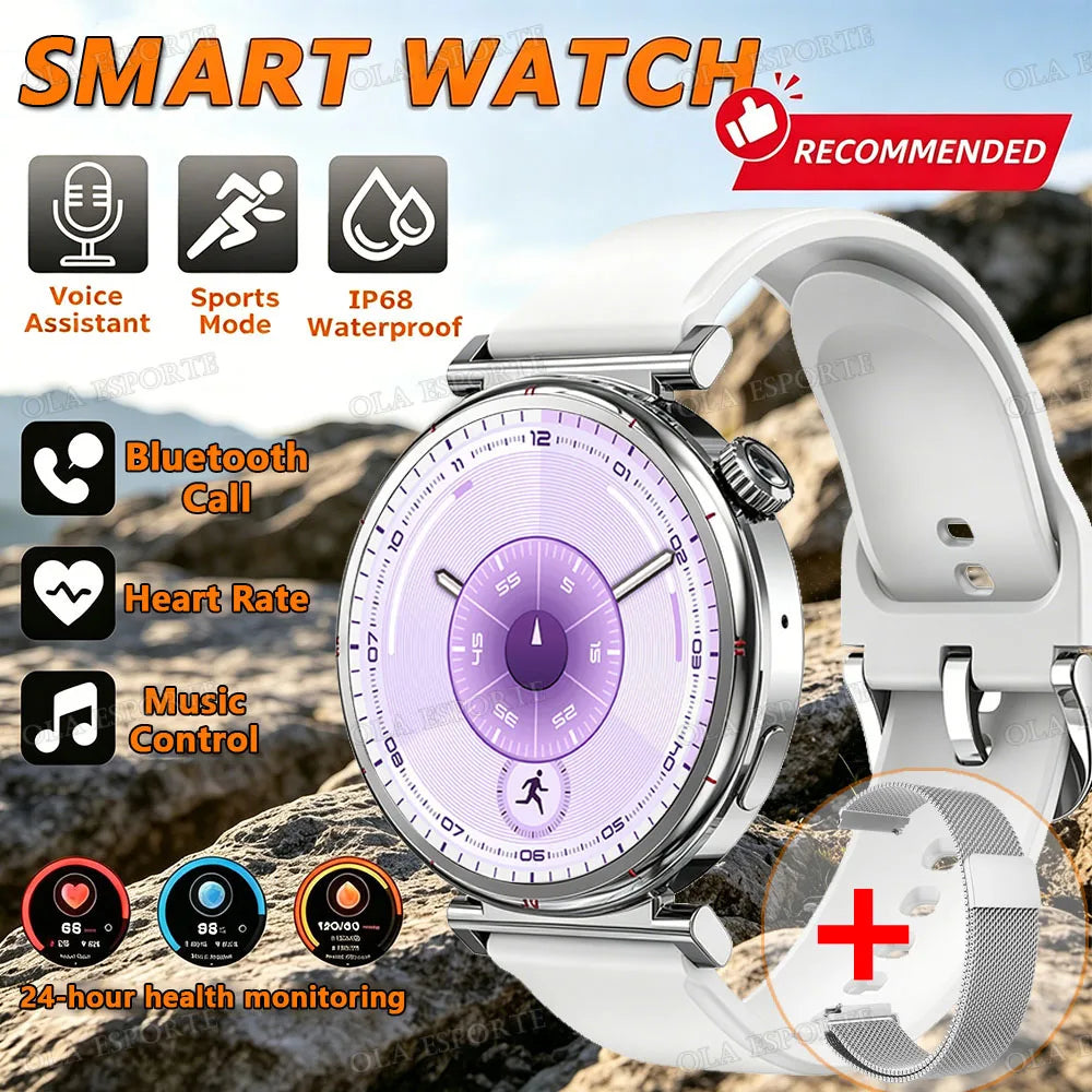 2026 Smart Watch Android IOS Phone 1.27 Inch Color Screen Bluetooth Answer Call Fitness Watches Tracker Smartwatch Women NewHW12 Peaceful Pleasures Health and Wellness Silver20Milan