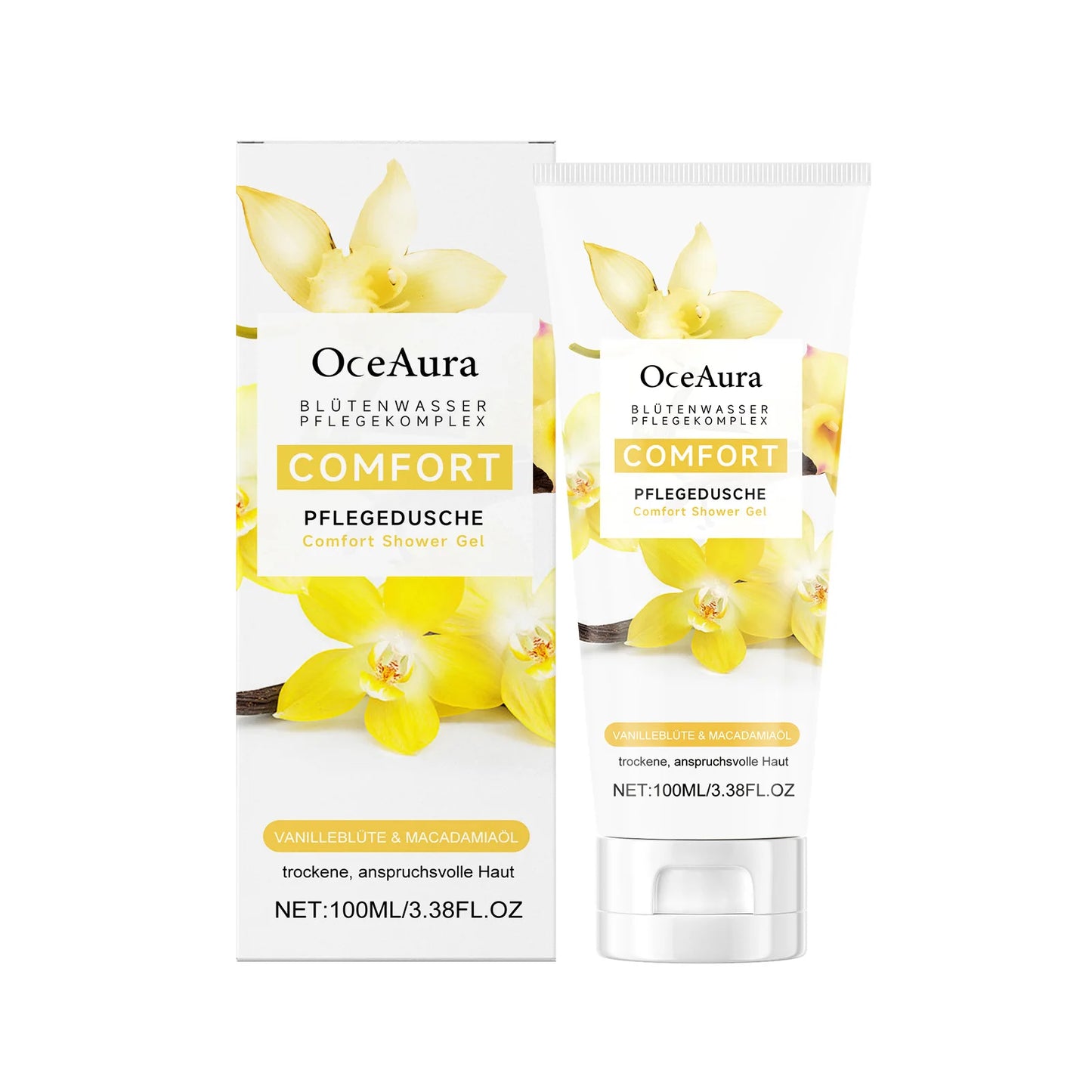 OceAura Vanilla Body Wash 100ml | Plant-Based Moisturizing Gel
