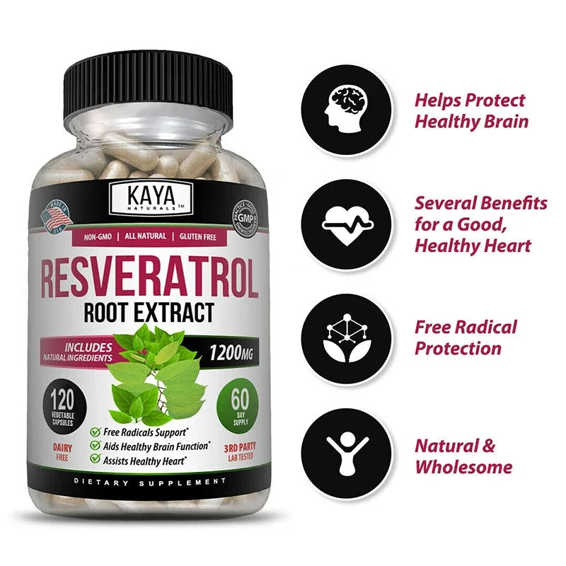 Resveratrol Capsules - Antioxidant Supplement to Support Circulatory Health and Overall Wellness - Non-GMO Peaceful Pleasures Health and Wellness