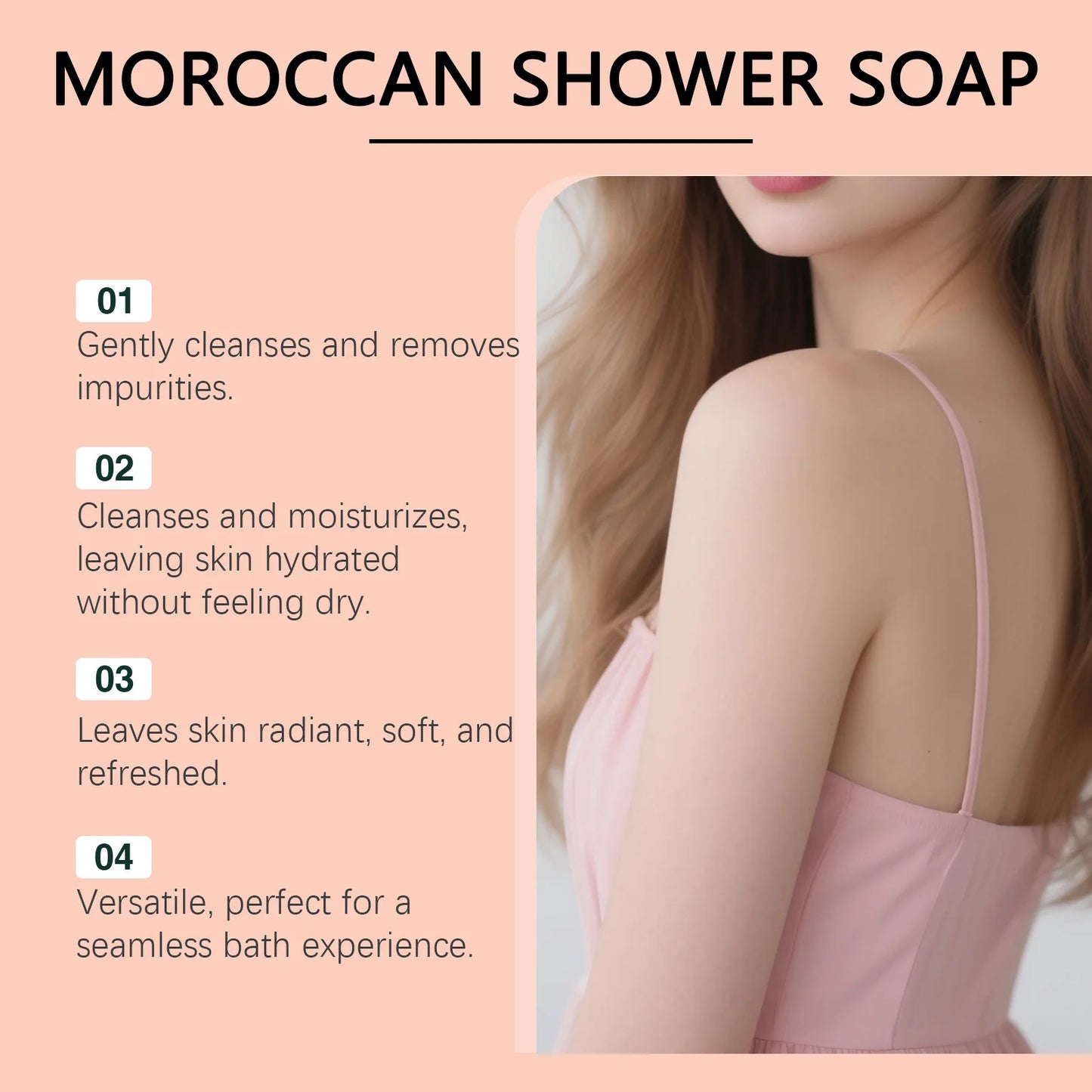 Morocco Cleansing Soap Remove Dirt Brightening Softening Smoothing Moisturizing Eliminate Odor Refreshing Body Exfoliating Soap Peaceful Pleasures Health and Wellness