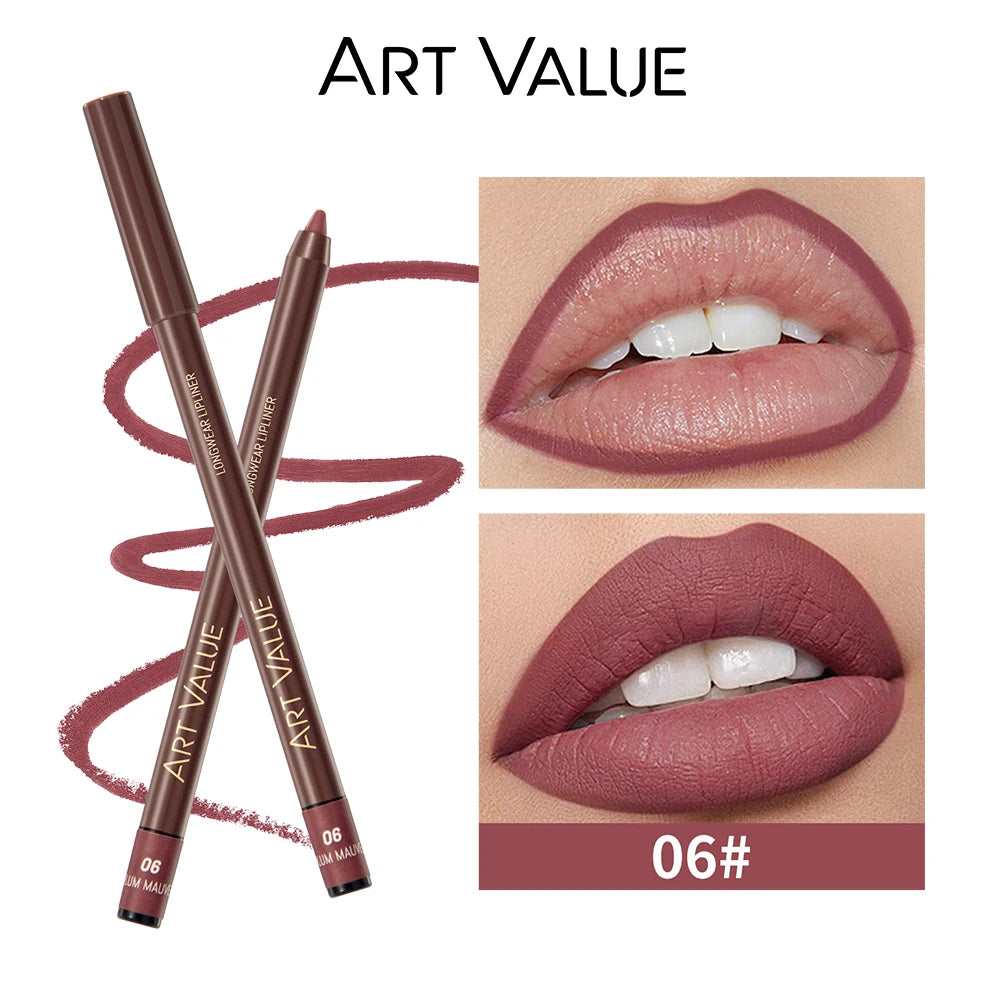 QIBEST Lipliner Pencil Matte Nude Red Contour Tint Lipstick Long Lasting Non-stick Cup Lipliner Pen Makeup Lip Stain Pencil Peaceful Pleasures Health and Wellness 06