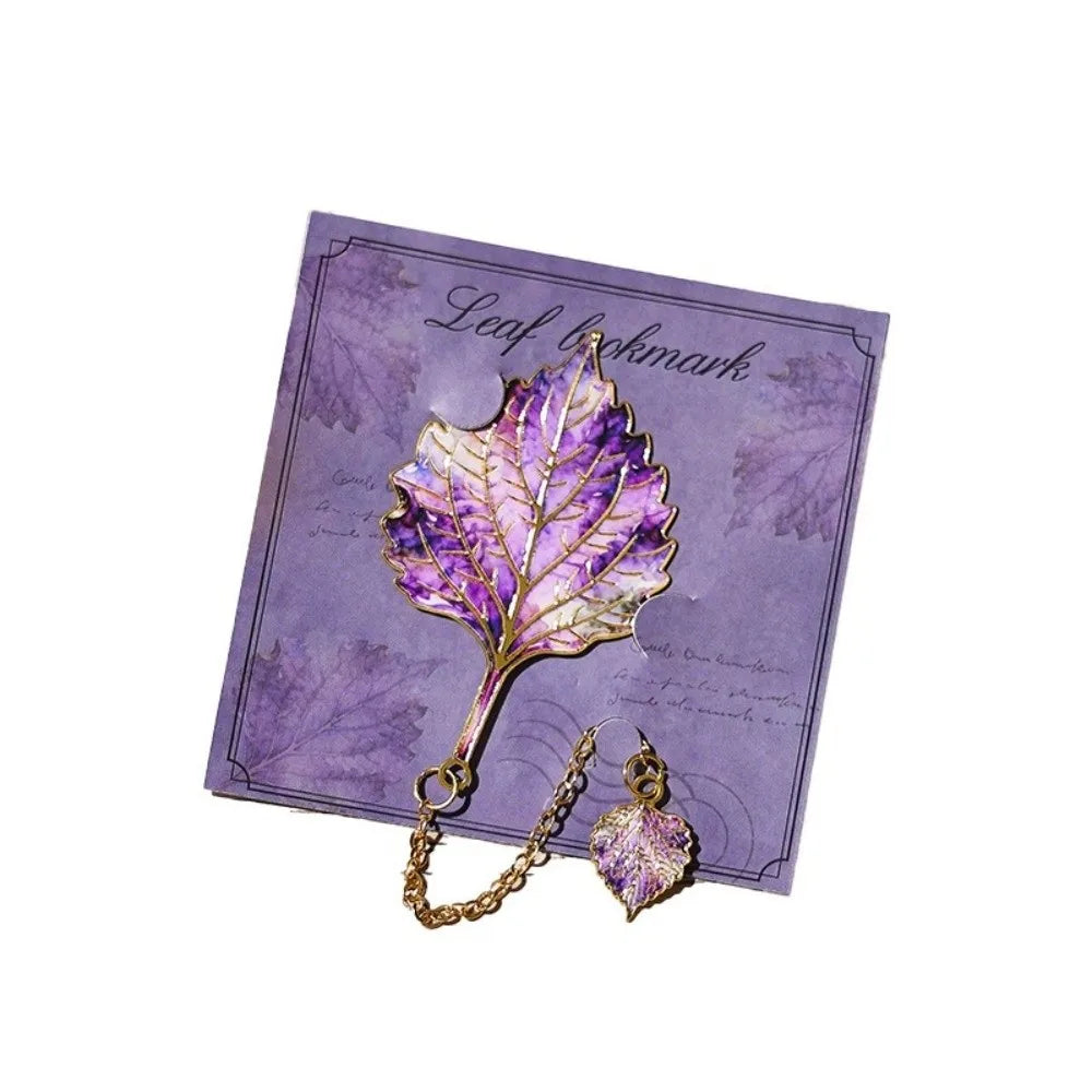 Creative Gift Gilt-Edged Metal Bookmark Pendant Design Exquisite Craft Leaf Bookmark Reading Bookmark School Supplies Peaceful Pleasures Health and Wellness