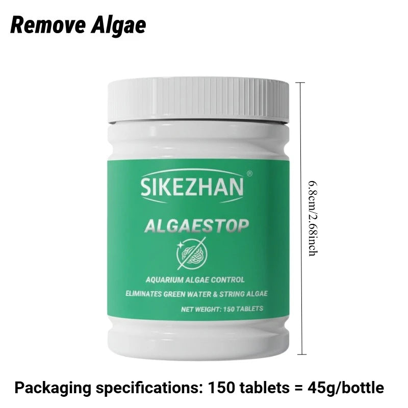 SIKEZHAN Aquarium Water Treatment Tablets Algae Remover Methylene Blue Nitrifying Bacteria Fish Tank Clarifier Conditioner Set Peaceful Pleasures Health and Wellness AlgaeStop (Control)