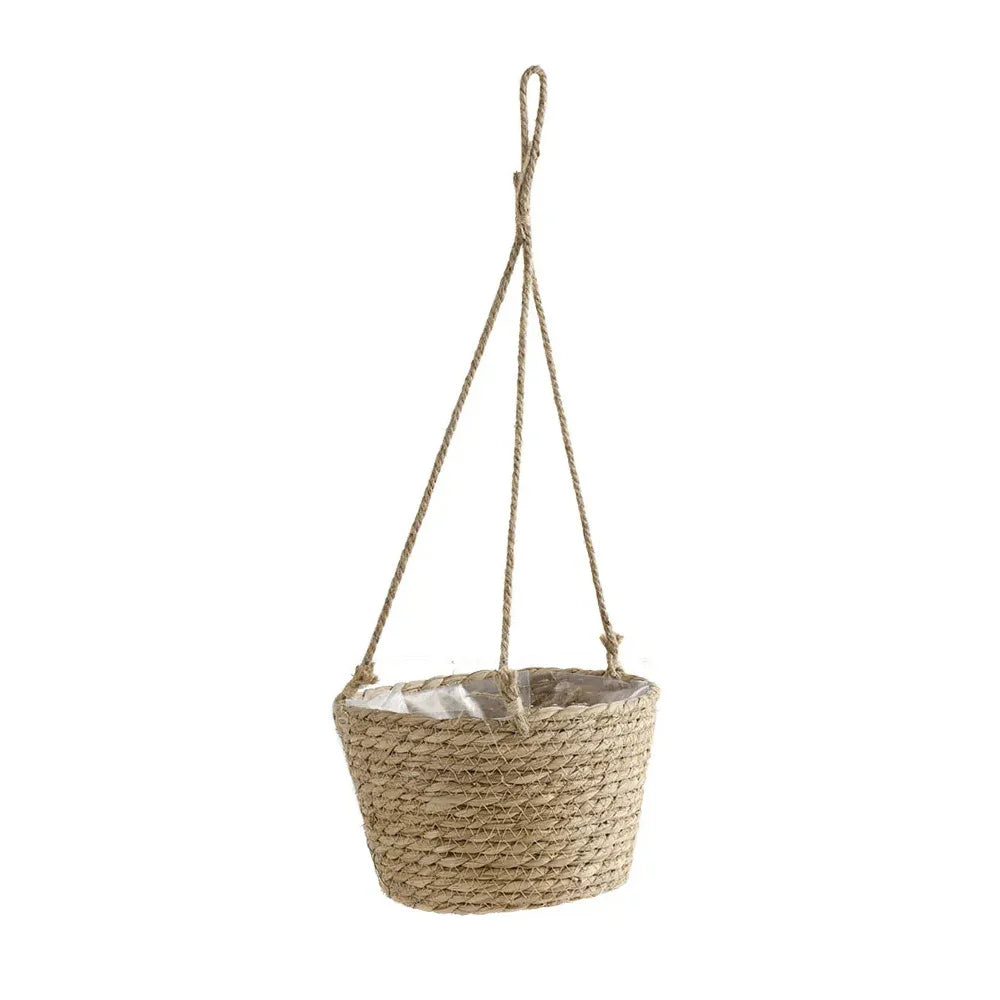 Handwoven Rattan Hanging Basket Planter for Orchids & Flowers