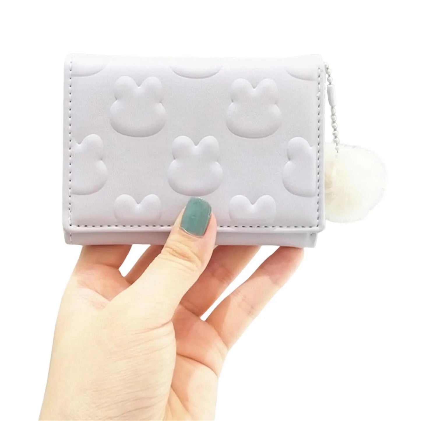 Sweet Short Ladies Wallet Rabbit Three-Fold Large Capacity Short Purse Gift for Girls Ladies Women Peaceful Pleasures Health and Wellness