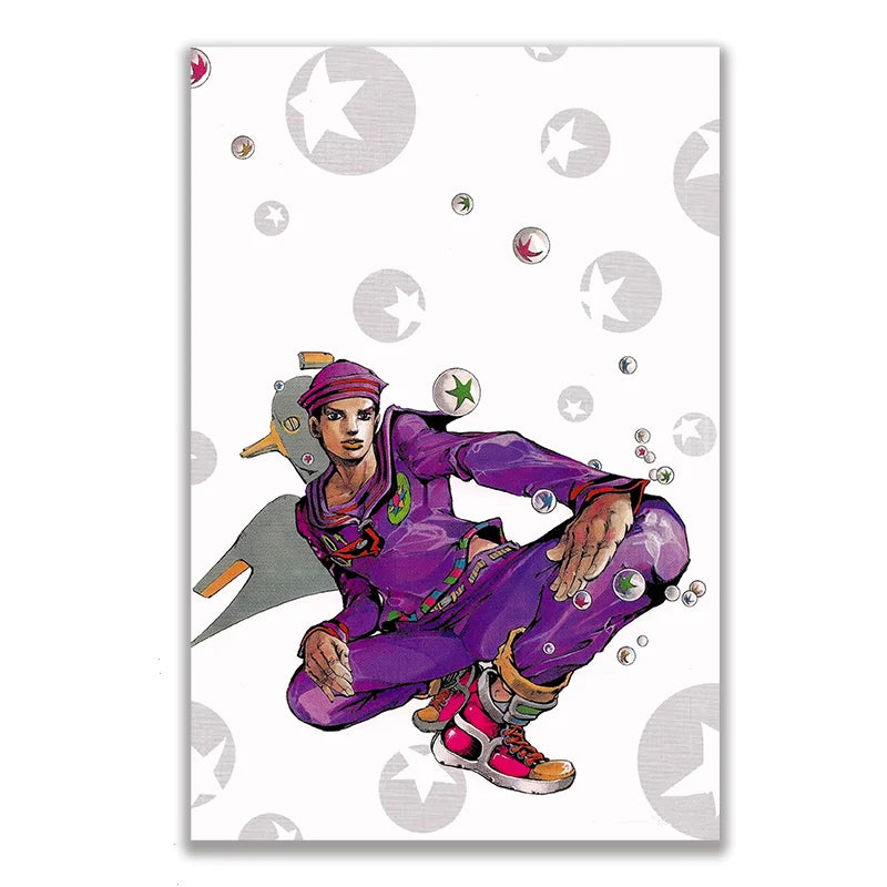 JoJo's Bizarre Adventure Retro Canvas Wall Art | Anime Poster
