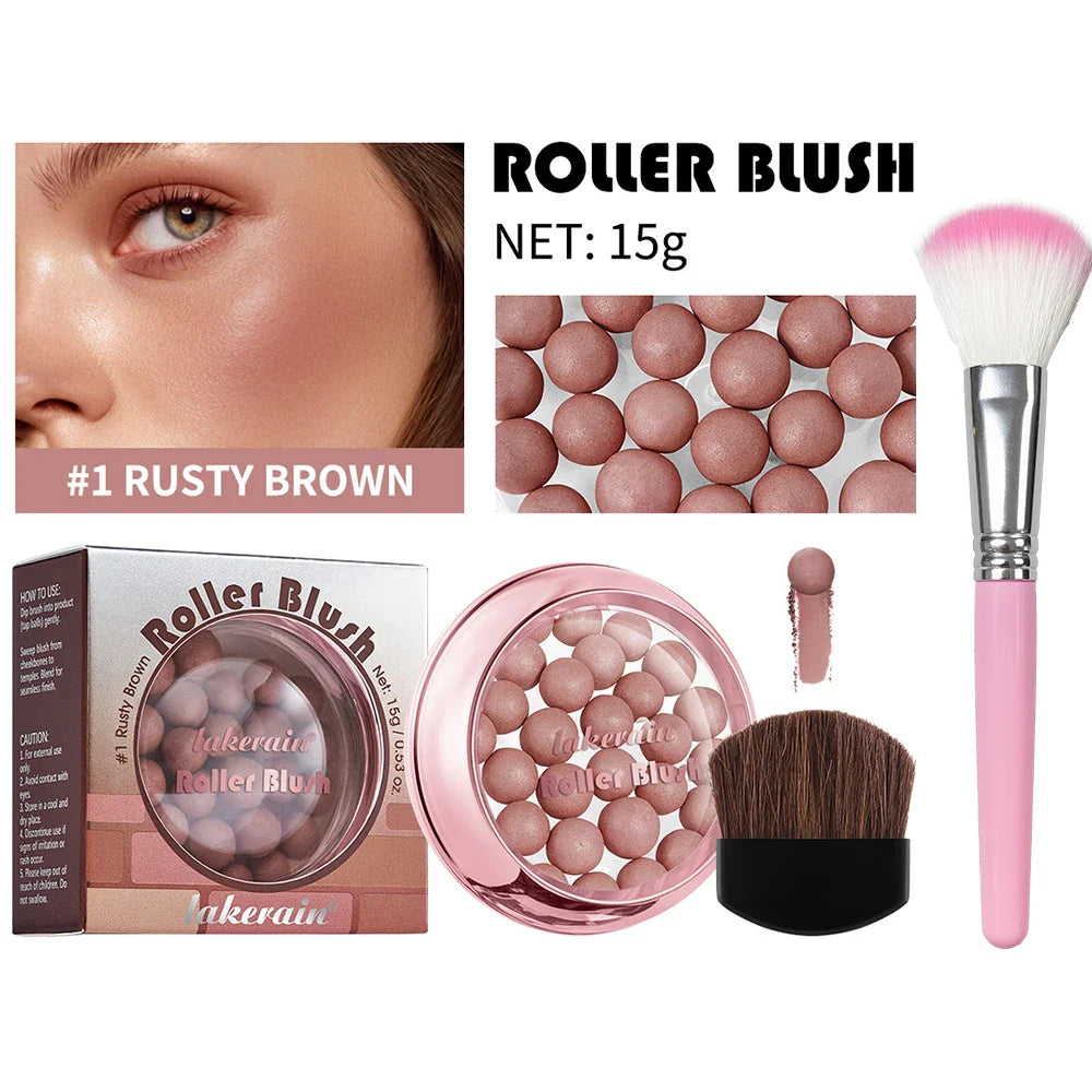 Roll-On Shimmer Blush with Brush – Lightweight, Long-Lasting