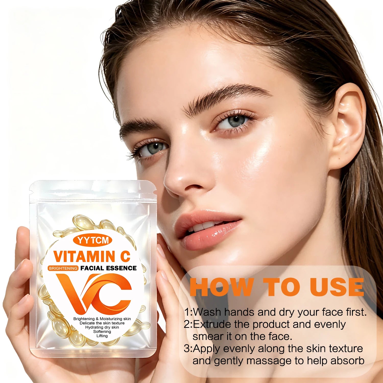 Vitamin C Facial Serum, Moisturizing and Brightening, Firming the Skin, Contains Vitamin E, Retinol, Hyaluronic Acid, Facial Skin Care Serum, 18 Capsules/30 Capsules/60 Capsules/90 Capsules/150 Capsules/300 Capsules Peaceful Pleasures Health and Wellness