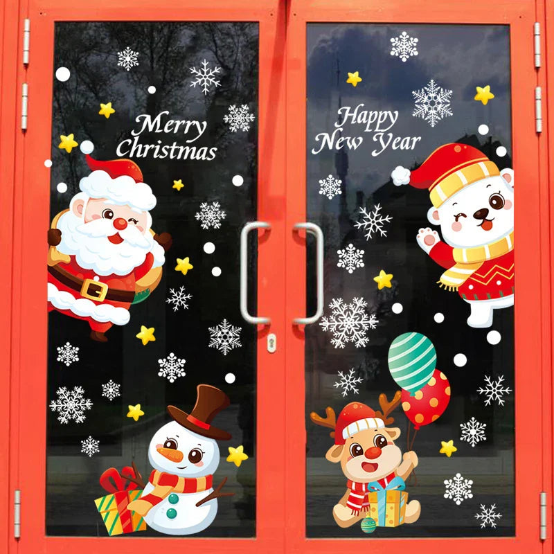 Christmas Snowman Santa Electrostatic Window Decals | 2/4 PCS