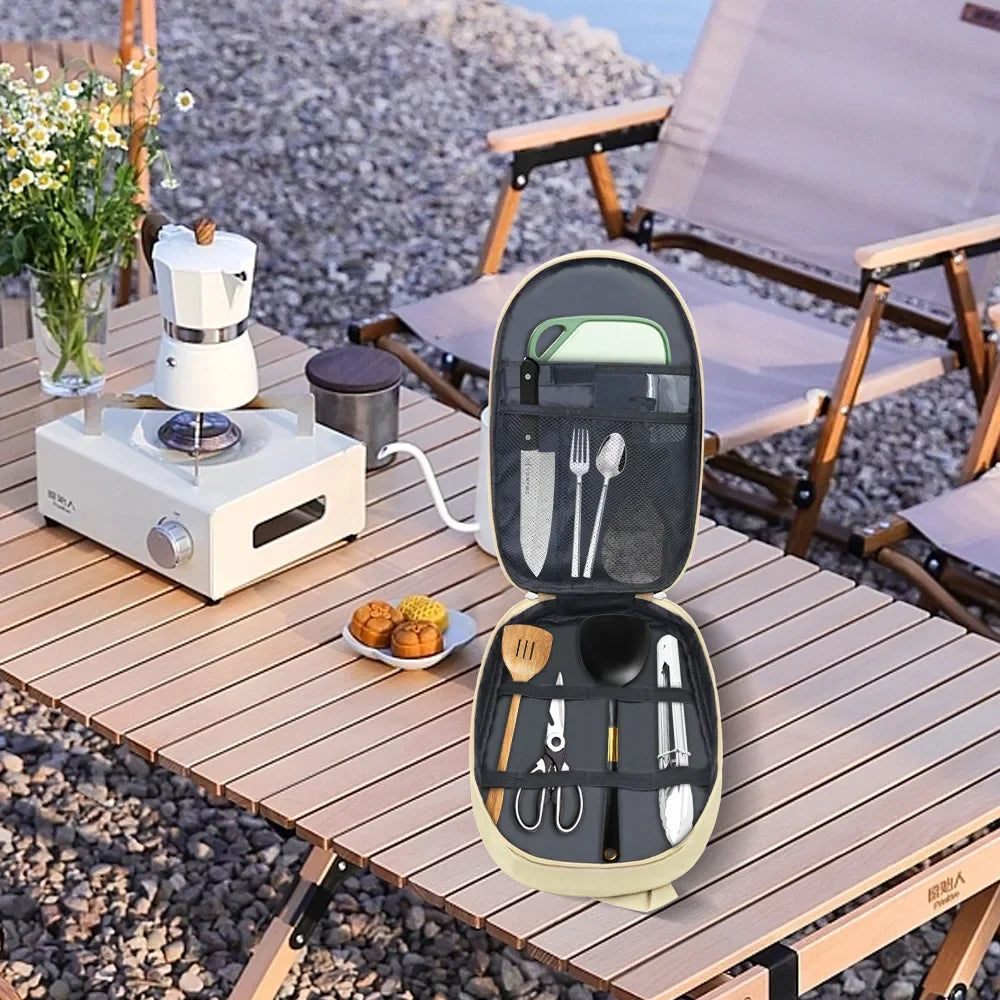 Outdoor Cookware Portable Storage Bag Outdoor Camping Kitchenware Storage Bag Tableware Picnic Supplies Camping Tools Storage Peaceful Pleasures Health and Wellness