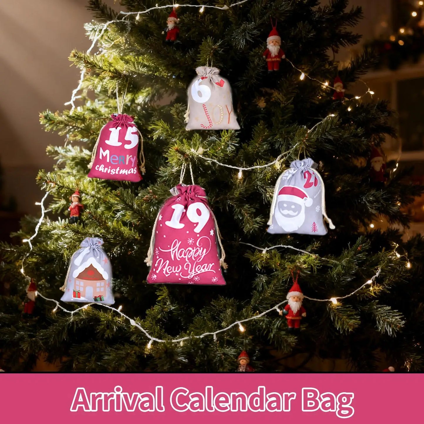 24-Day Christmas Advent Calendar Bags | Reusable Fillable Pouches