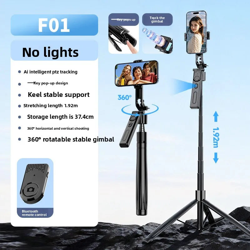 AI Face Tracking Gimbal Selfie Stick | 4-Axis Stabilizer Peaceful Pleasures Health and Wellness F01 black Bundle 1