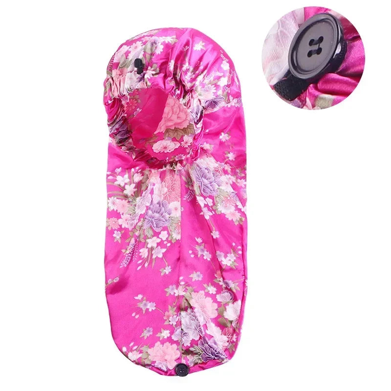 Sleeping Hats Wrap Night Cap Hair Care Bonnet for Unisex, Women, Men, Long Hair Elastic Wide Edge Satin Bonnet Peaceful Pleasures Health and Wellness Rose saffron